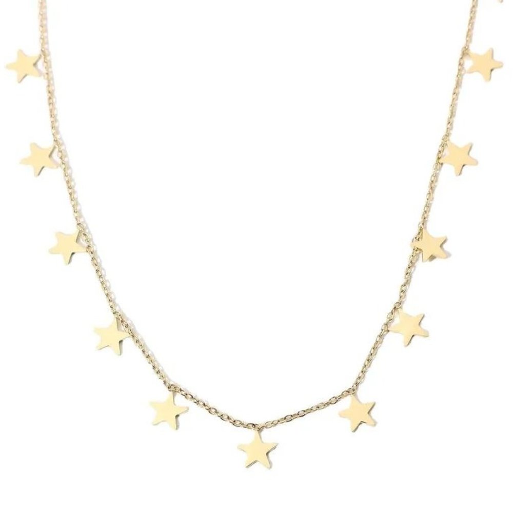NEW - Gold Plated Stainless Steel Chain Star Pendants